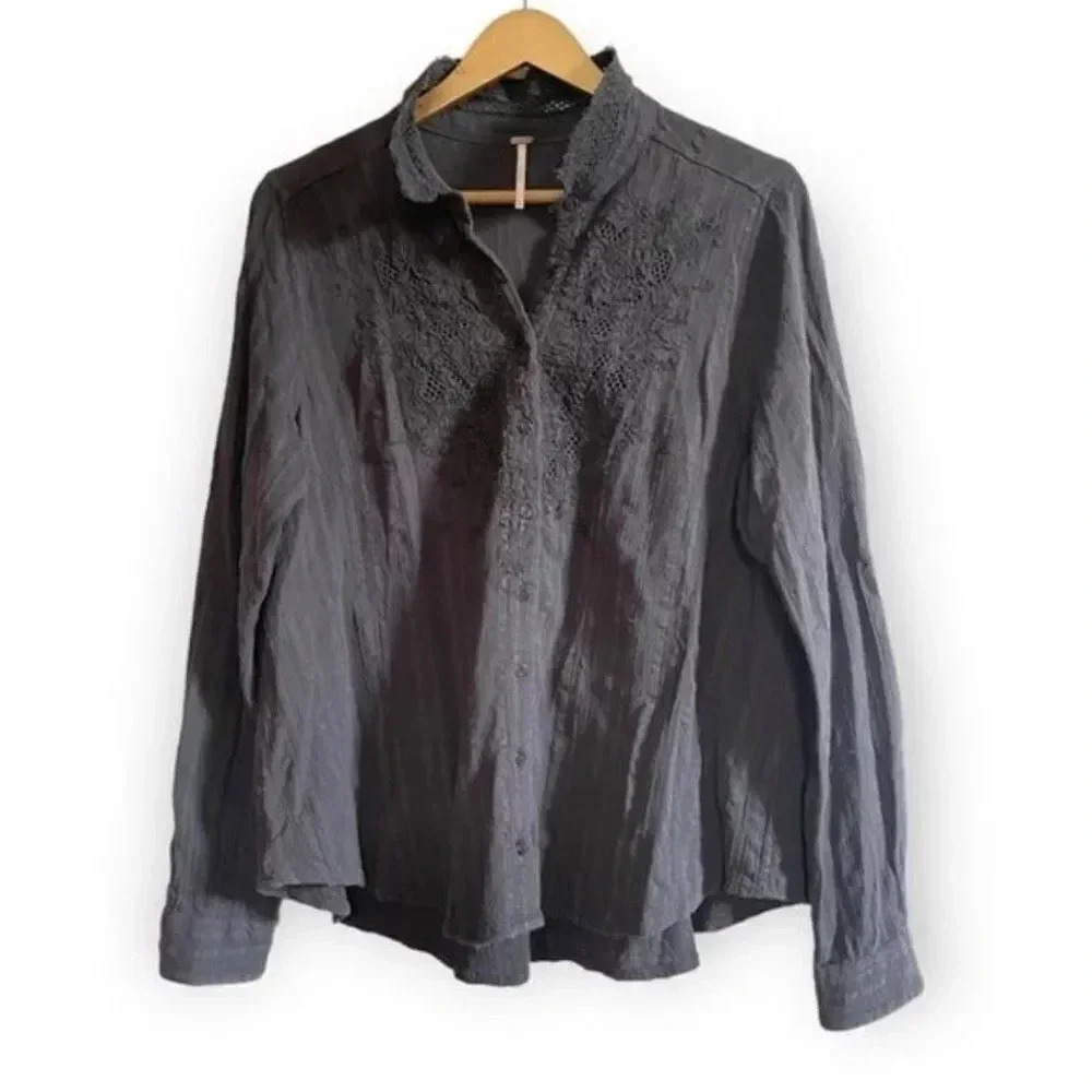 Free People Lace Button Down